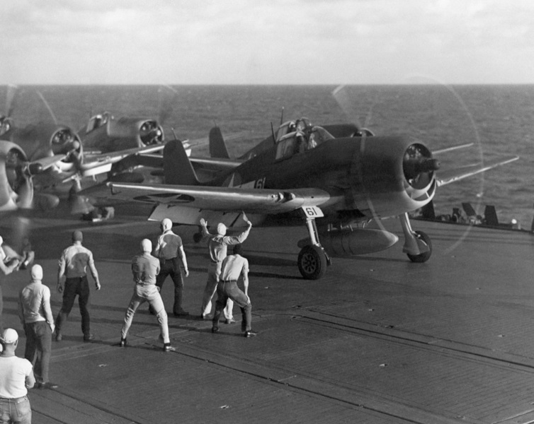 Grumman Hellcat on flight deck